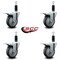 Service Caster 4'' Thermoplastic Rubber Swivel 1-1/8'' Expanding Stem Caster Set Total Lock Brake, 4PK SCC-EXTTL20S414-TPRB-118-4 - alternate 4